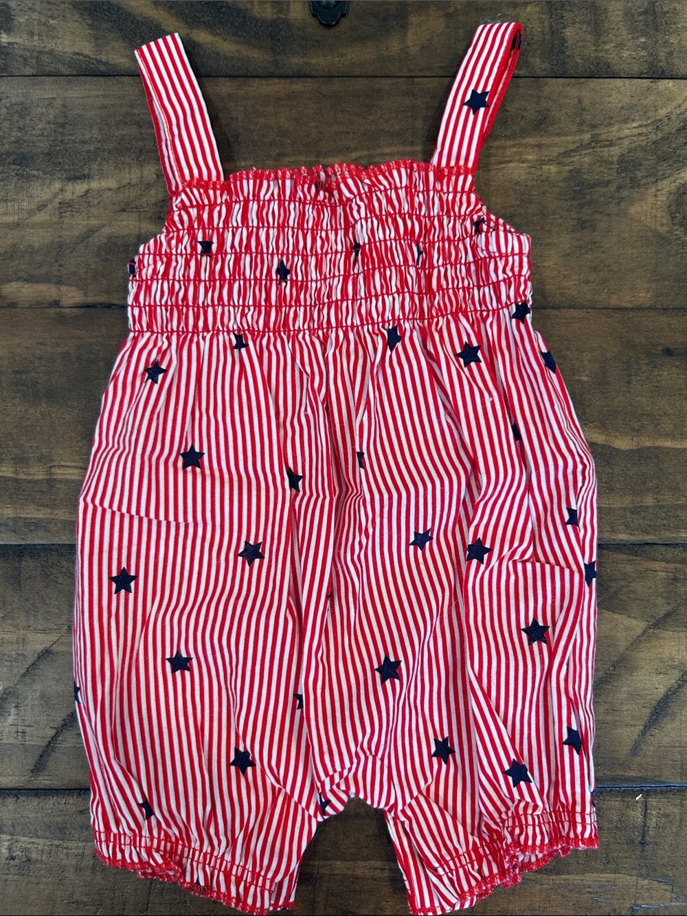 Carter's Child of Mine Preemie (0M) Red & White Striped Romper with Navy Stars